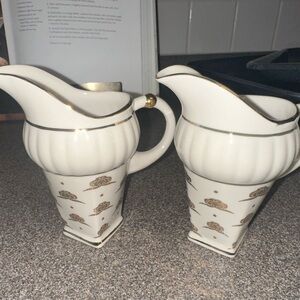 Elegant Cream and Gold Pitchers